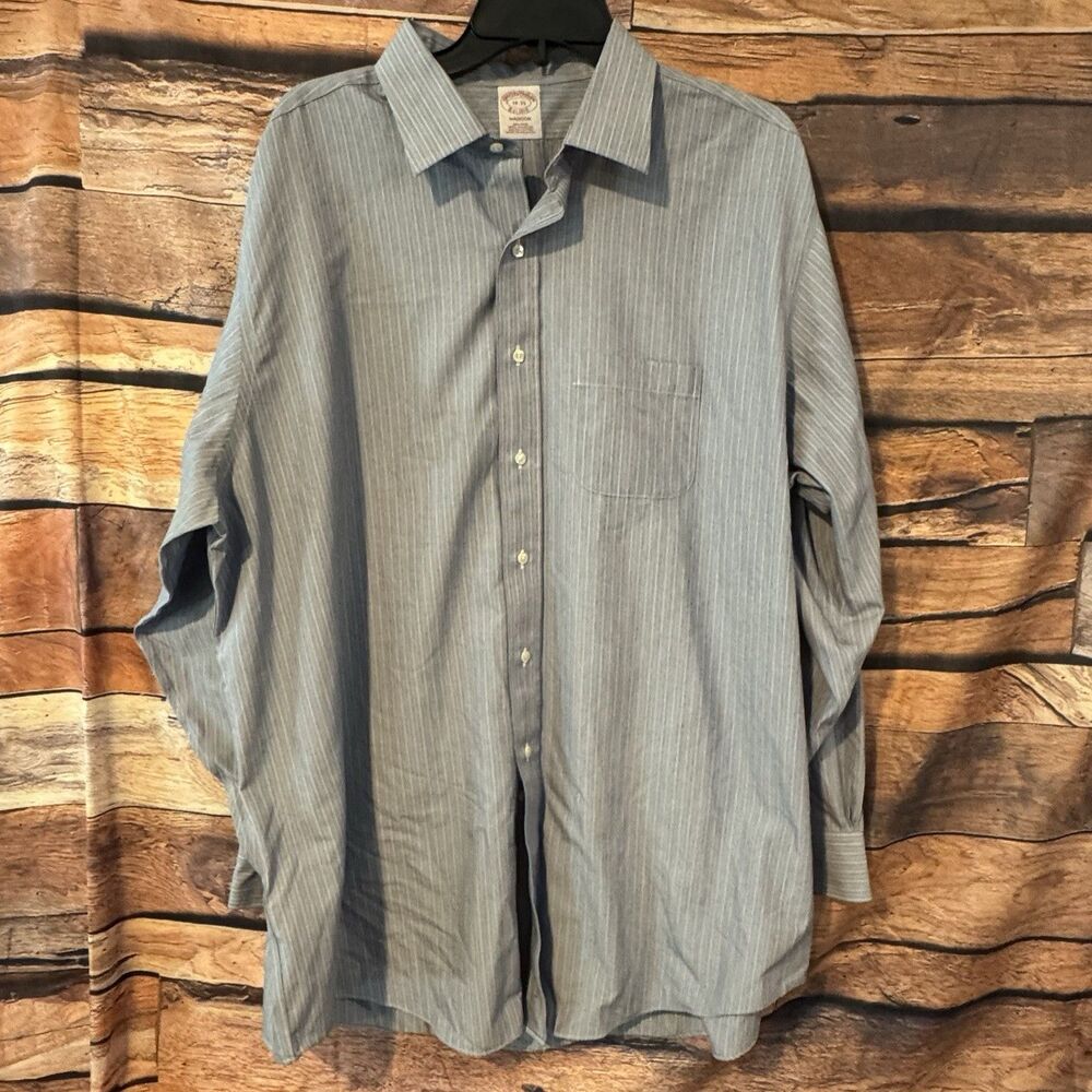 Brooks Brothers Madison Dress Shirt 18 35 28x33.5 Non Iron Supima Cotton Striped